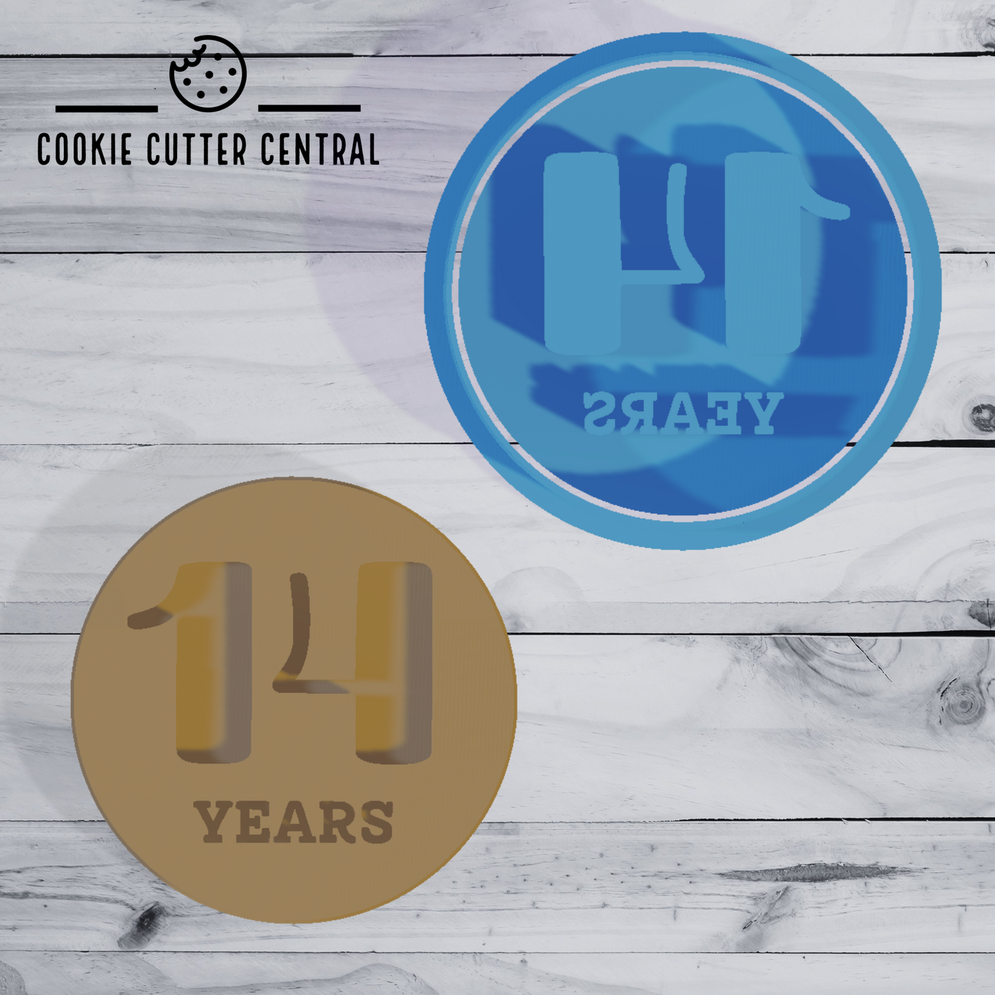 14 Years Cookie Cutter and Embosser - 6.5cm Round