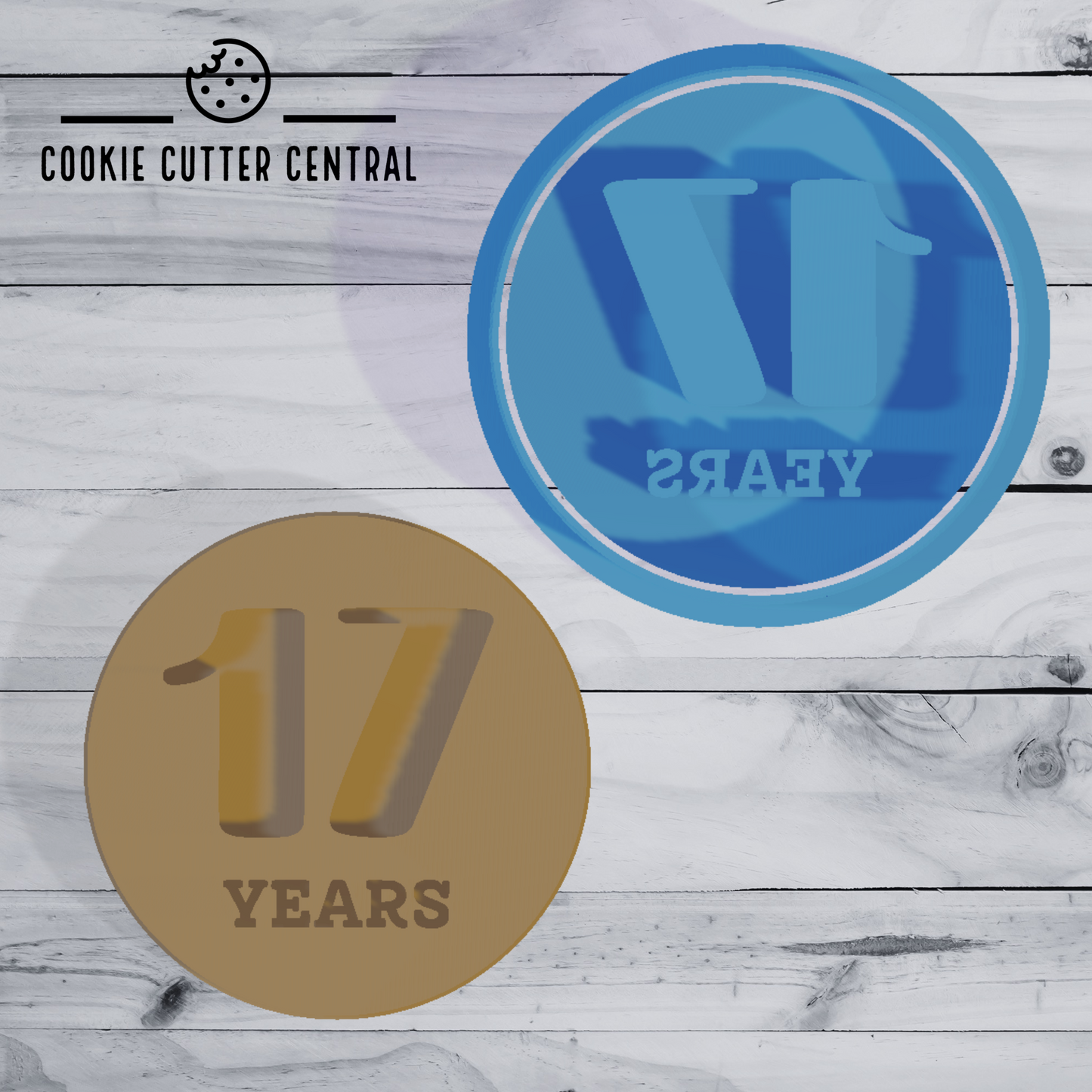 17 Years Cookie Cutter and Embosser - 6.5cm Round