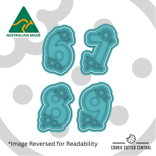 Flowers Numbers Cookie Cutter and Embosser - Complete Set (0–9)