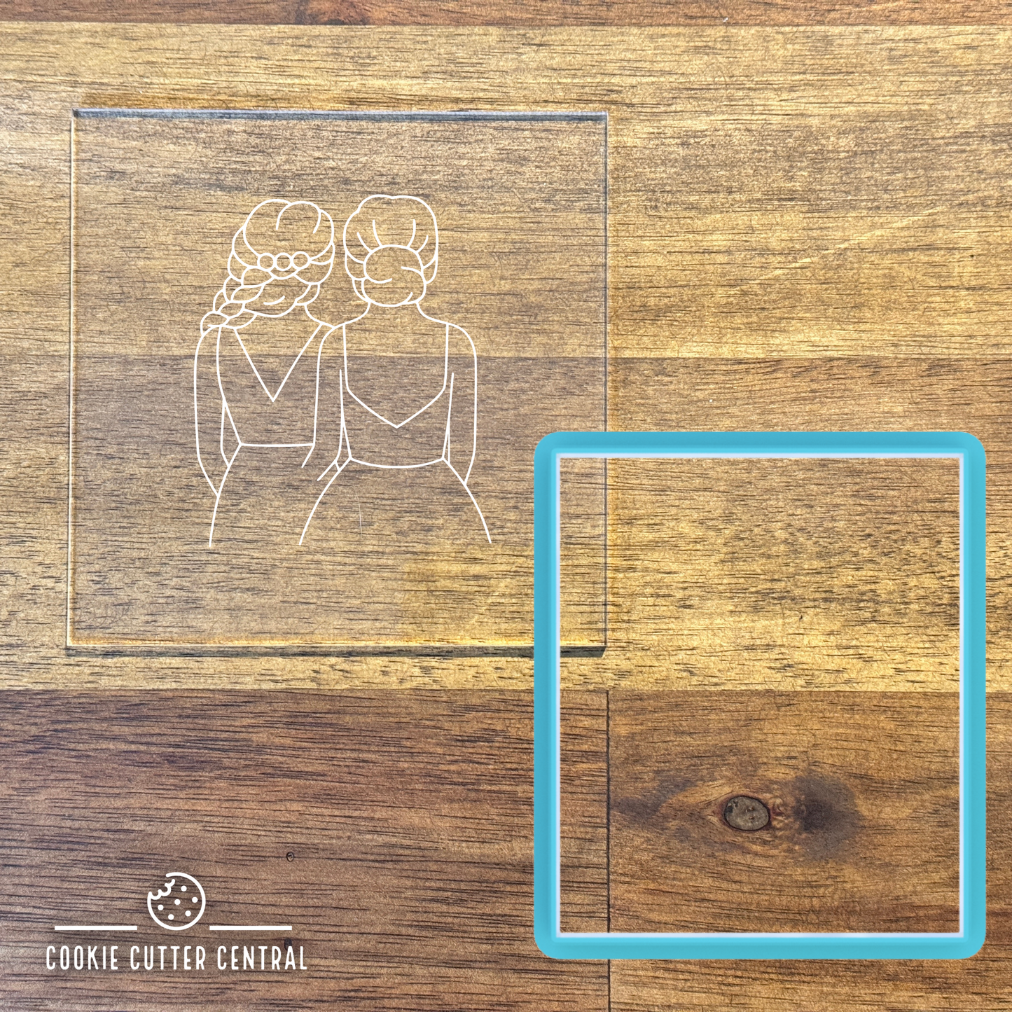 Two Brides Cookie Cutter and Acrylic Debosser Set