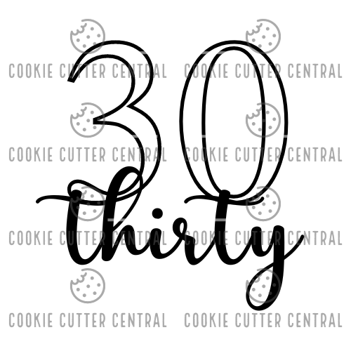 30 Thirty Fondant Debosser - Suits 6.5cm Round Cutter