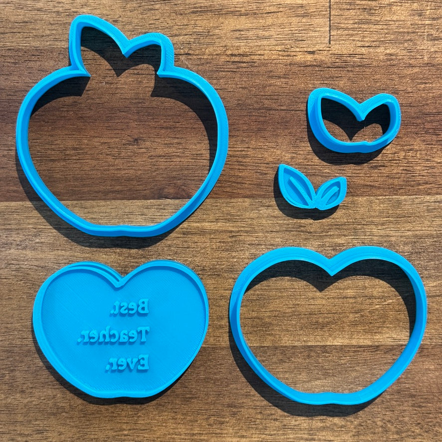 Best Teacher Ever Apple Cookie Cutter and Fondant Embosser Set