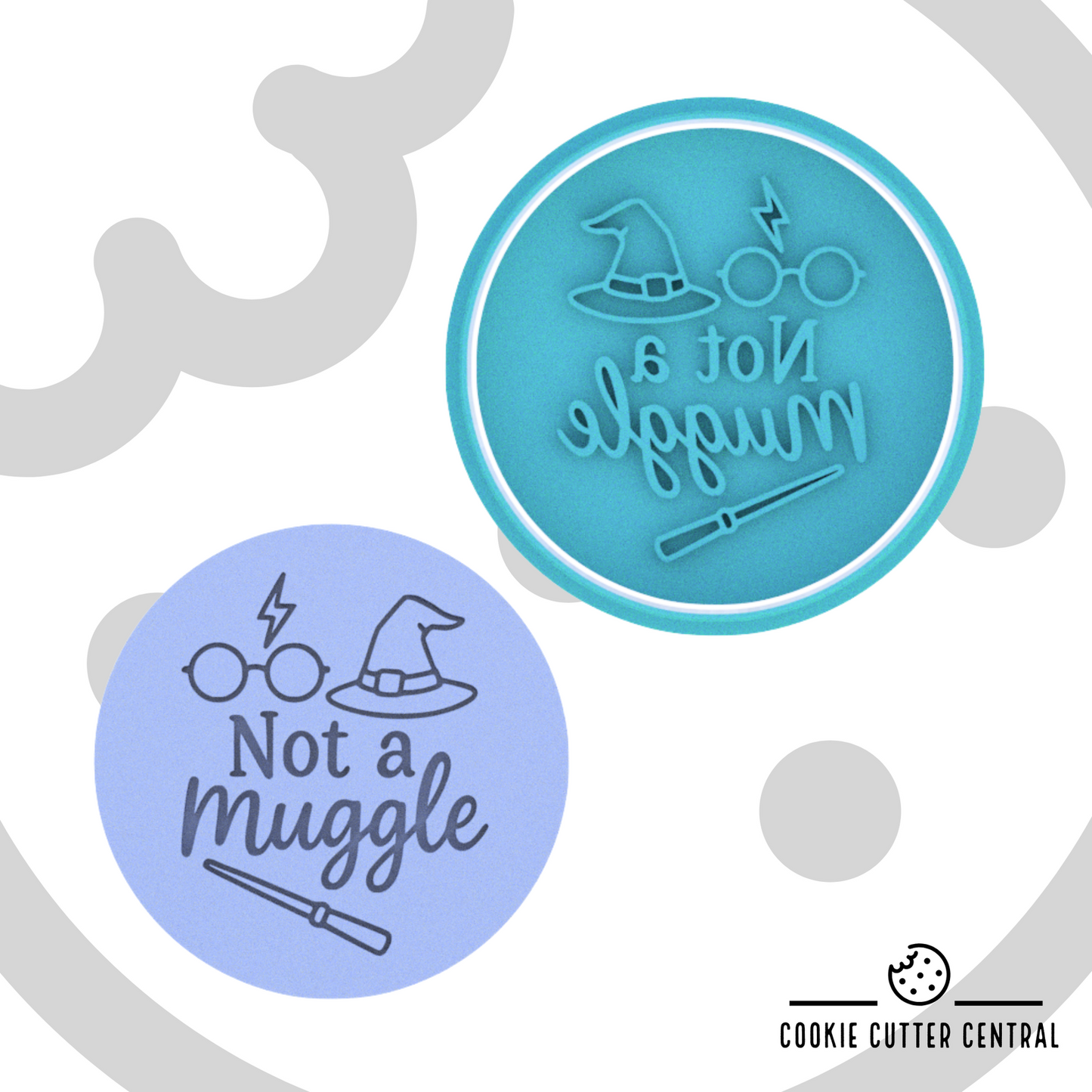 "Not a Muggle" (Design 1) Cookie Cutter and Embosser - 7.5cm Round