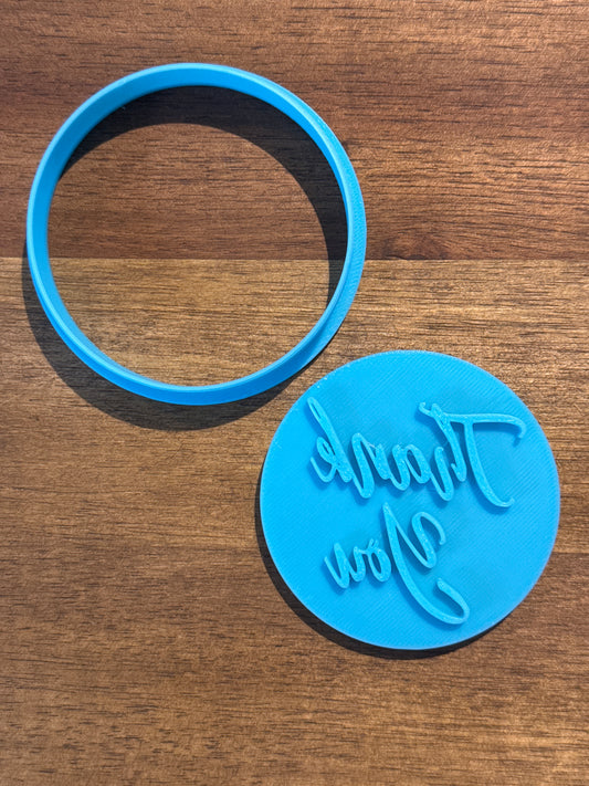Thank You Cookie Cutter and Embosser - 6.5cm Round