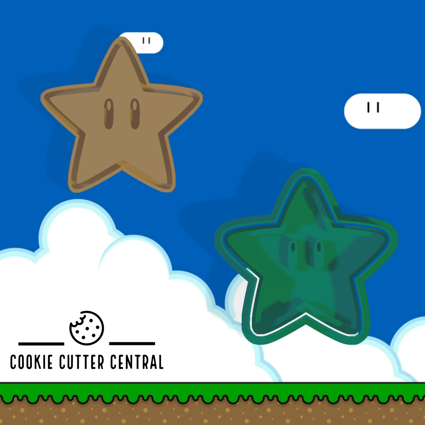 Mario - Star Cookie Cutter and Embosser - 7.6cm x 7.9cm