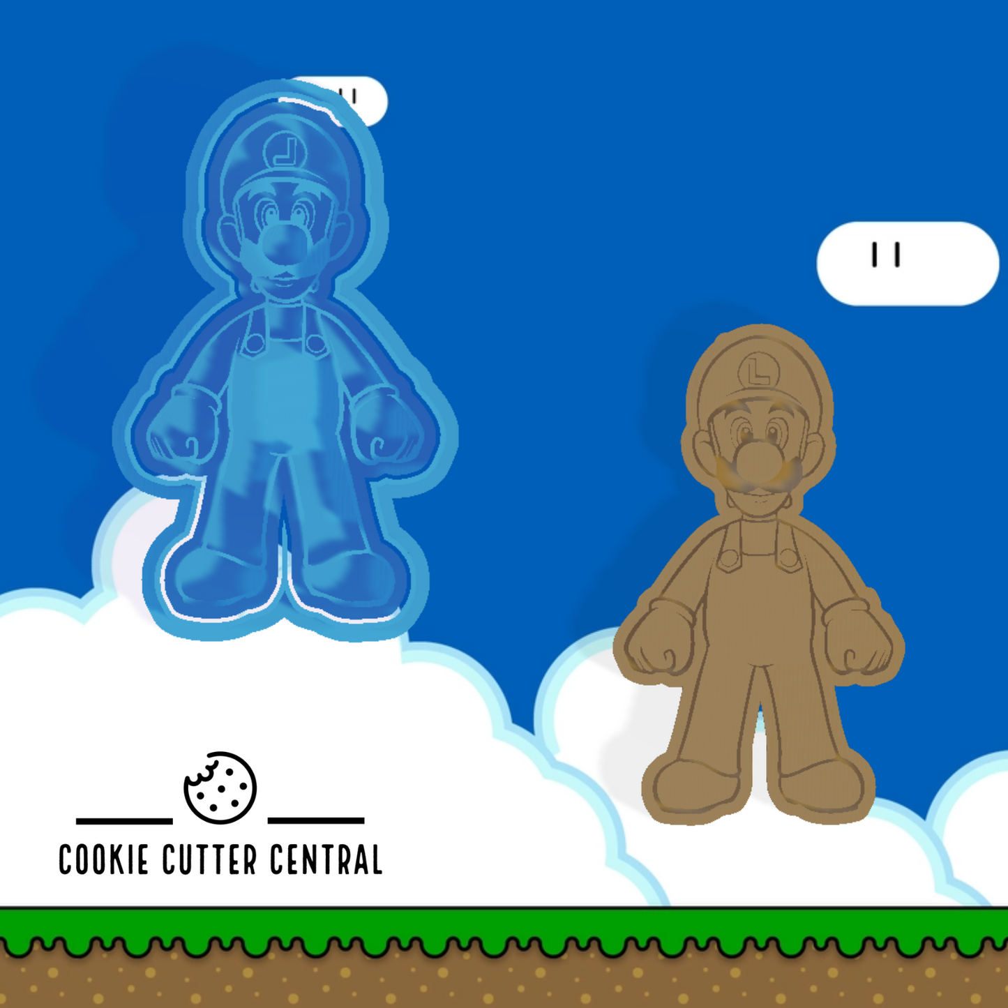 Luigi Cookie Cutter and Embosser - 11.3cm x 6.6cm