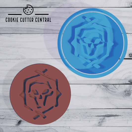 Sea of Thieves Pirate Legend Emblem Logo Cookie Cutter and Embosser Stamp - 7.5cm Round