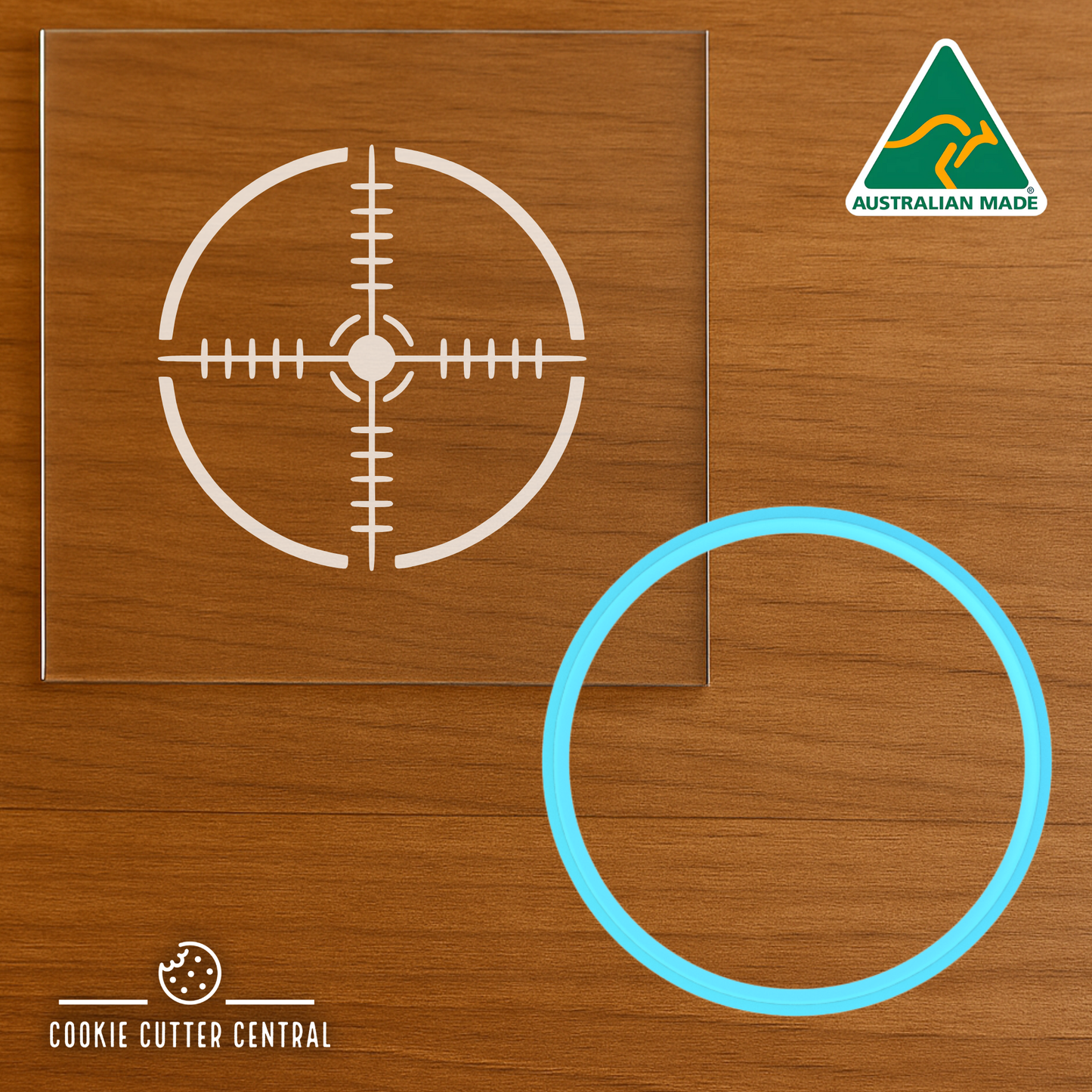 Sniper Scope Target Cookie Cutter & Acrylic Debosser - 7cm Round