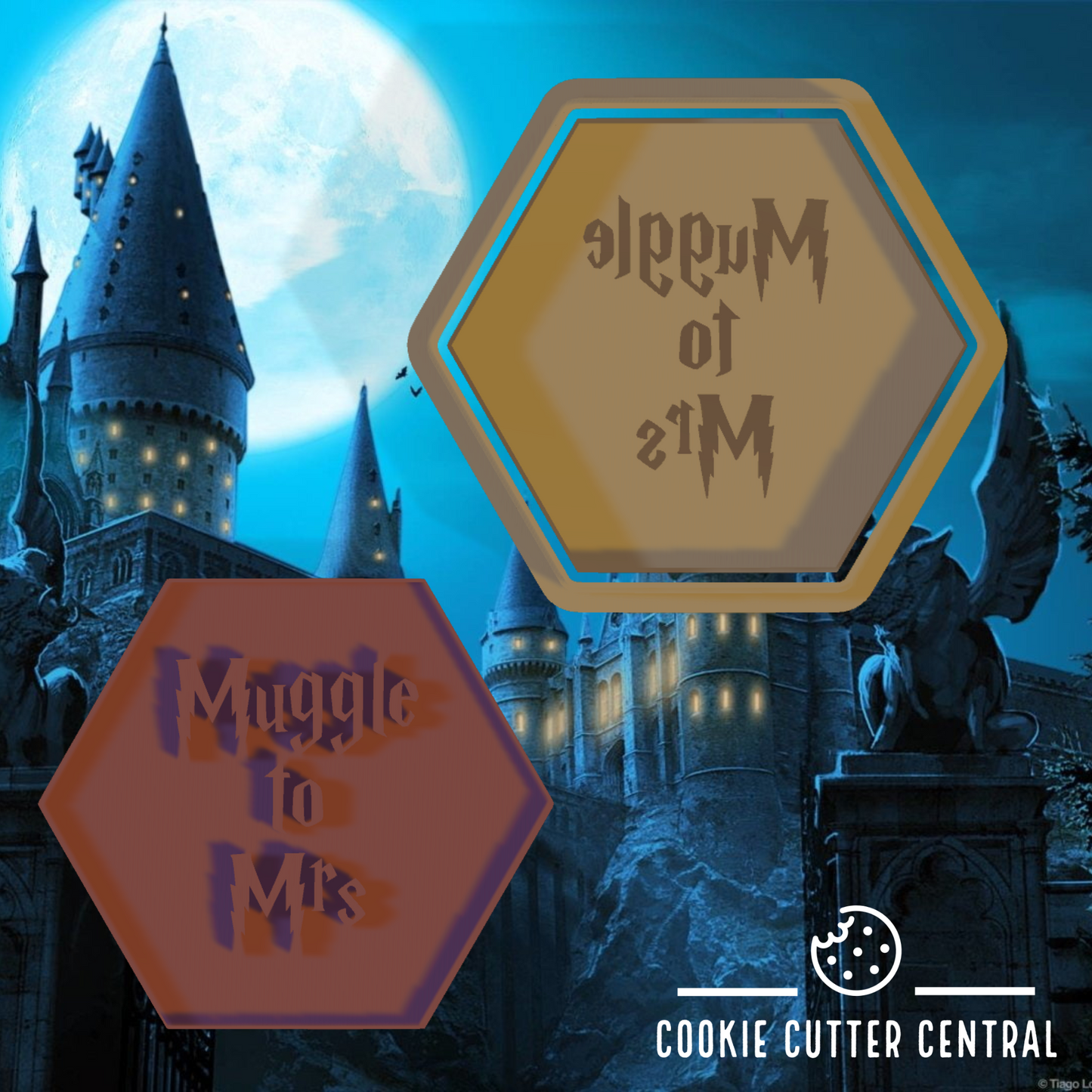 Muggle to Mrs Hexagonal Cookie Cutter and Debosser - 6.3cm x 7.2cm