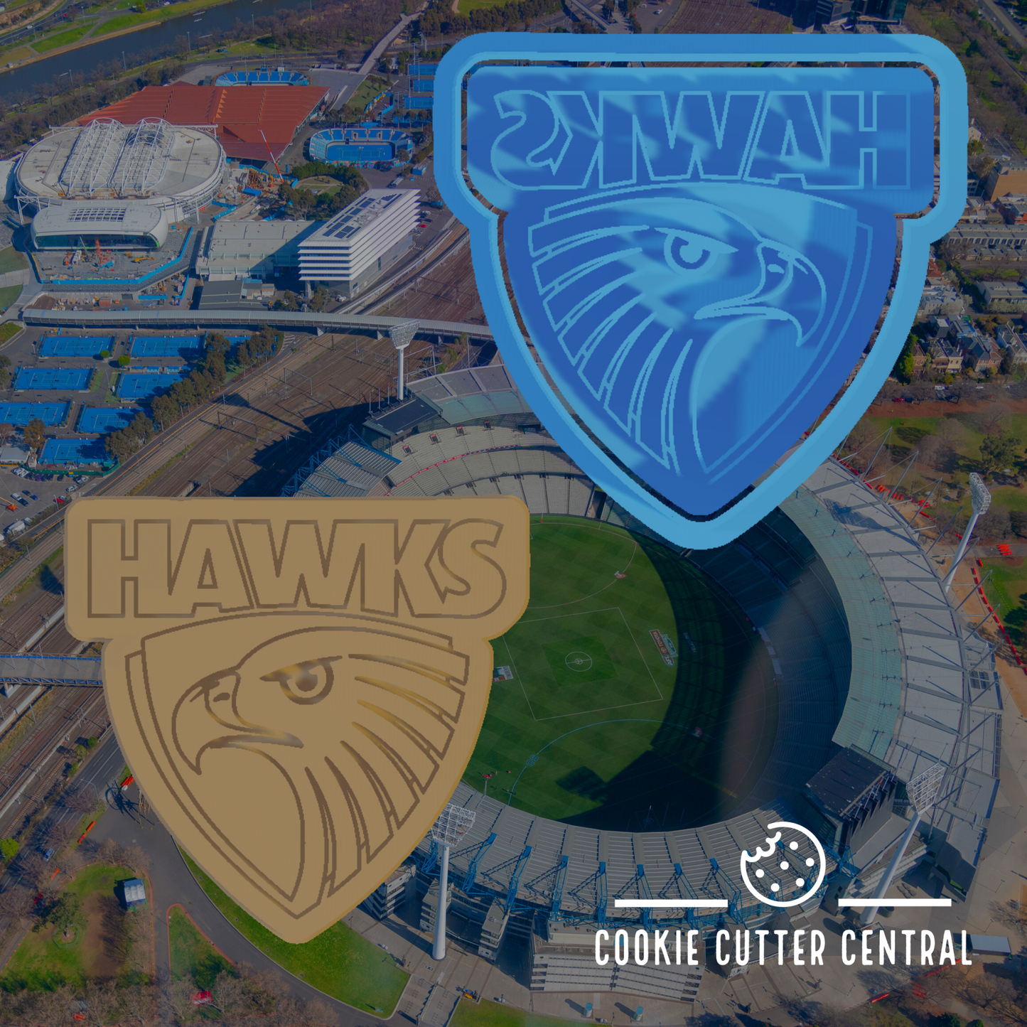 AFL Hawthorn Hawks Logo Cookie Cutter and Embosser - 6.7cm x 6.9cm