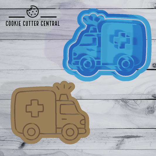 Ambulance Cookie Cutter and Embosser - 5.8cm x 7.3cm