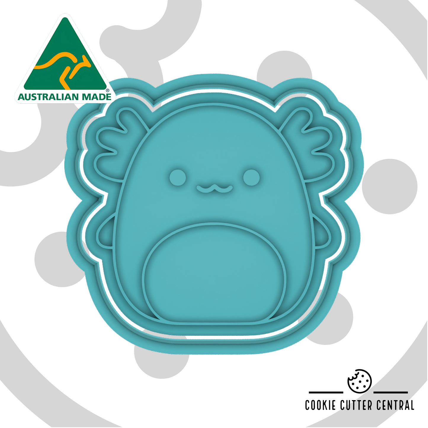 Axolotl Squishmallow Cookie Cutter and Embosser - 6.5cm x 7cm