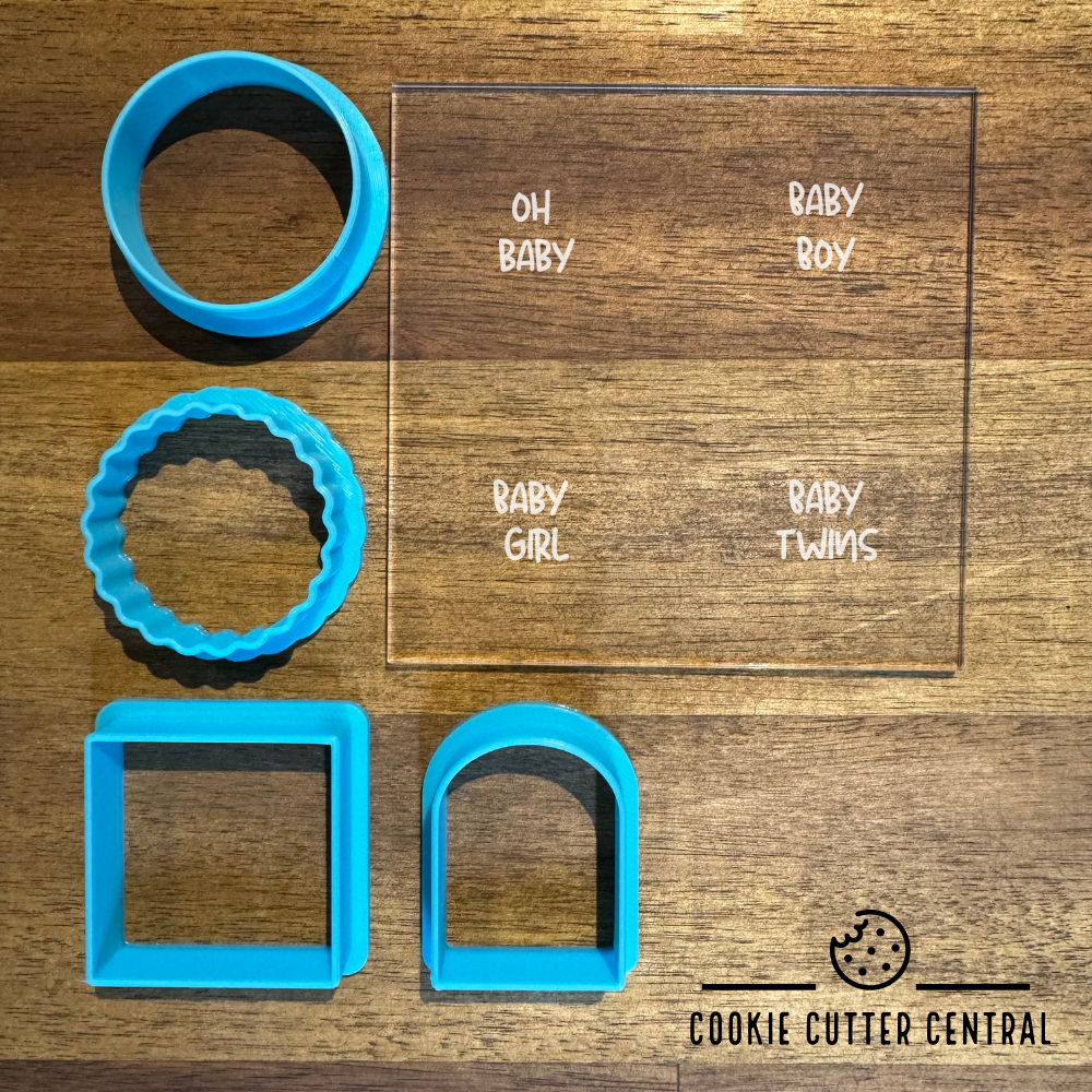 "BABY" Assorted Message Pack Acrylic Debosser & Mini Cookie Cutter Set