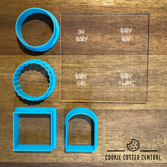 "BABY" Assorted Message Pack Acrylic Debosser & Mini Cookie Cutter Set