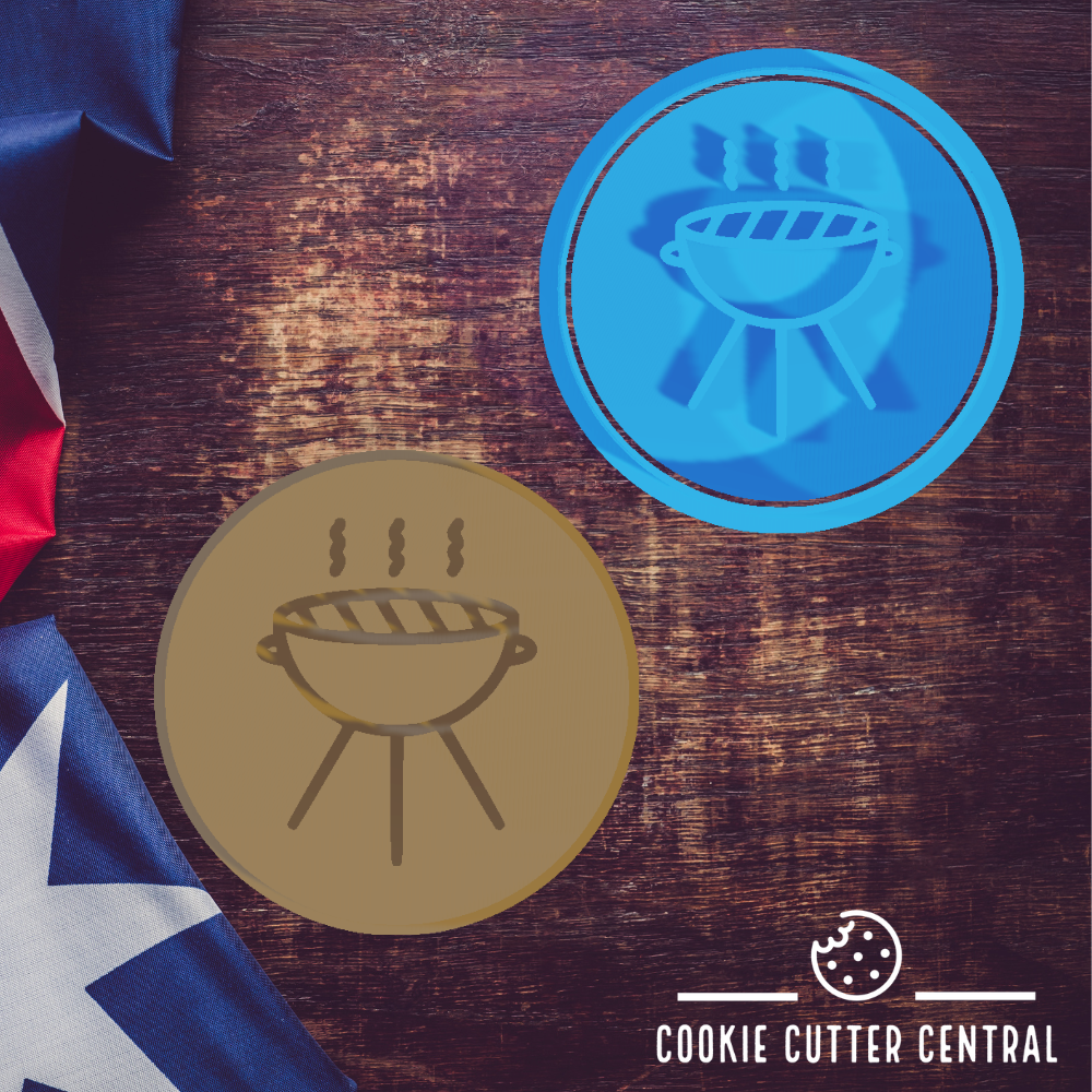 BBQ Cookie Cutter and Embosser 6.5cm Round