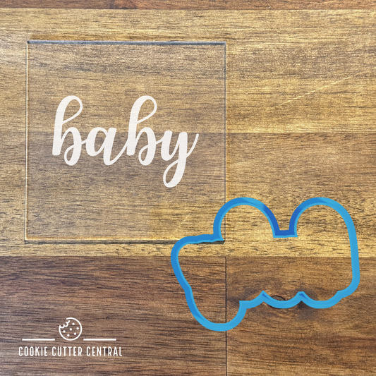 Baby Shower Cookie Cutter and Acrylic Debosser - 5.8cm x 8.6cm