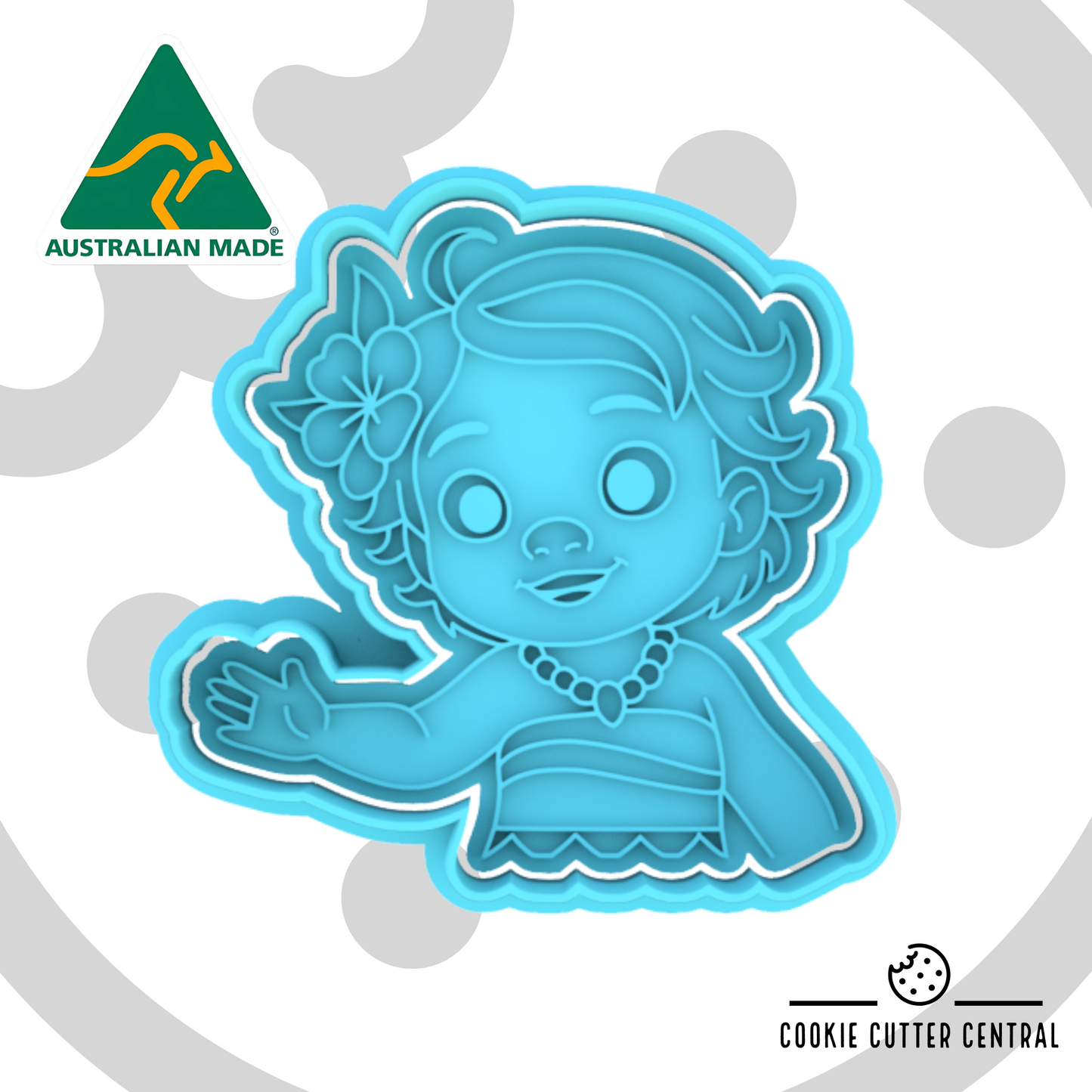 Baby Moana Cookie Cutter and Embosser - 8cm x 8cm