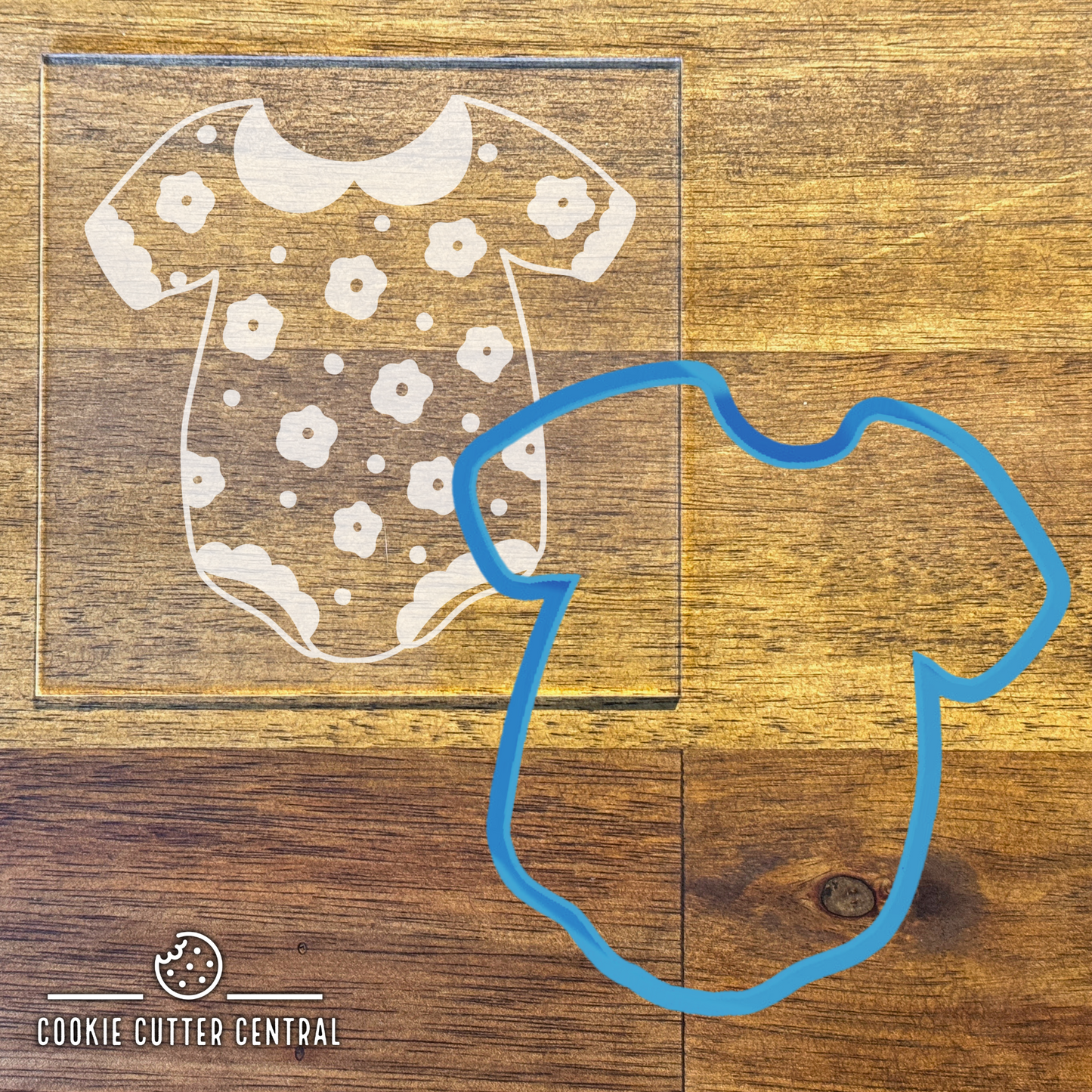 Baby Frilly Romper Cookie Cutter and Acrylic Debosser - 9.24cm x 9.5cm