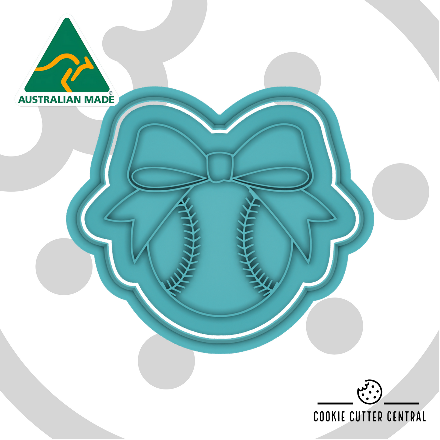 Baseball with Bow Cookie Cutter and Embosser - 6.3cm x 7.4cm