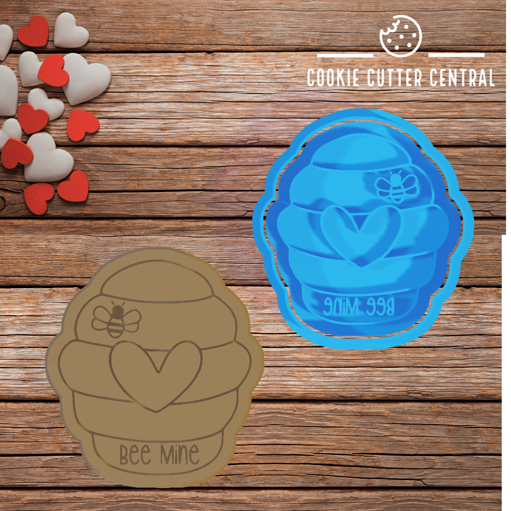Bee Mine Bee Hive Cookie Cutter and Embosser - 8cm x 7.3cm