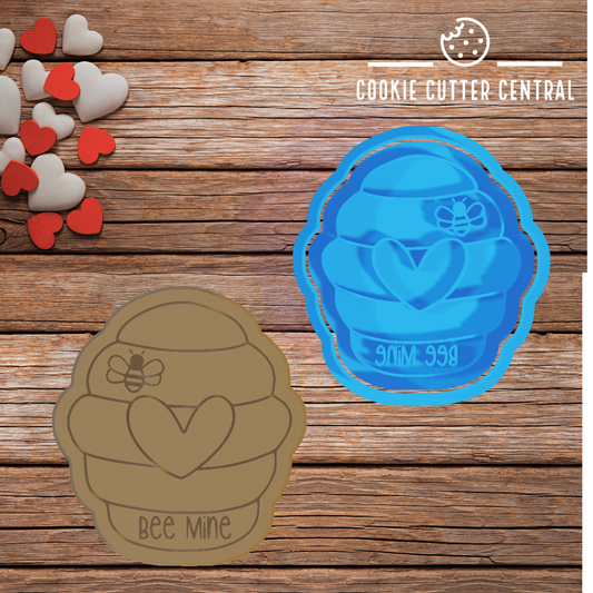 Bee Mine Bee Hive Cookie Cutter and Embosser - 8cm x 7.3cm