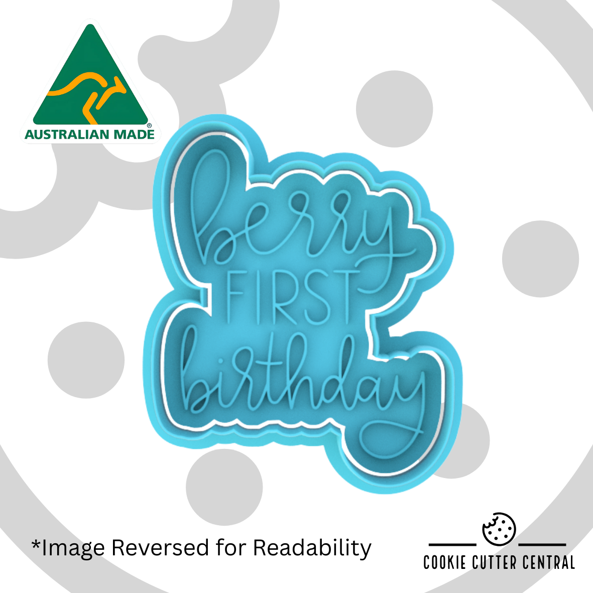 Berry FIRST Birthday Cookie Cutter and Embosser - 7.7cm x 6.3cm