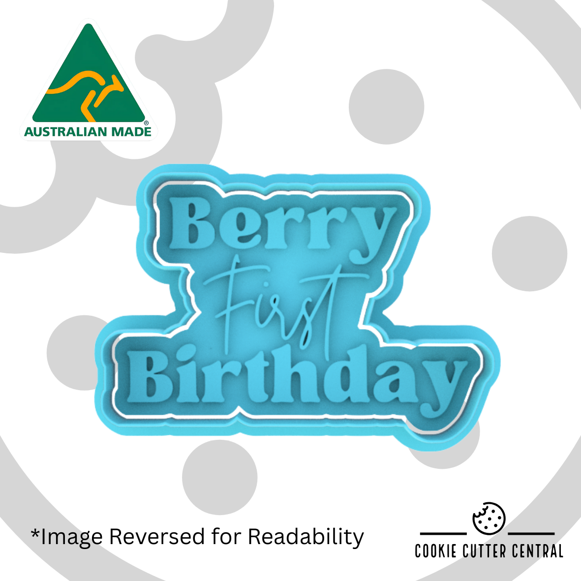 Berry First Birthday Cookie Cutter and Embosser 5.8cm x 8.6cm