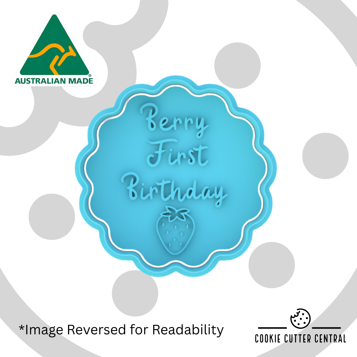 Berry First Birthday Scalloped Circle Cookie Cutter and Embosser - 7.8cm