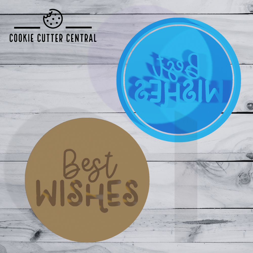 Best Wishes Cookie Cutter and Embosser 6.5cm Round