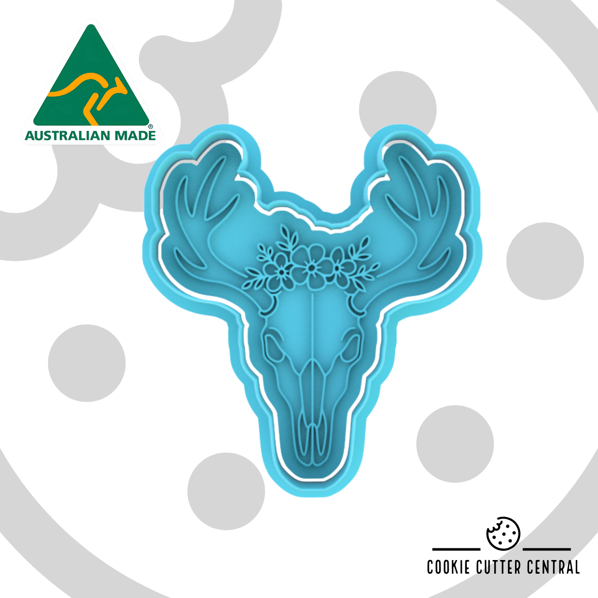 Boho Floral Skull Cookie Cutter and Embosser - 8.5cm x 7.7cm