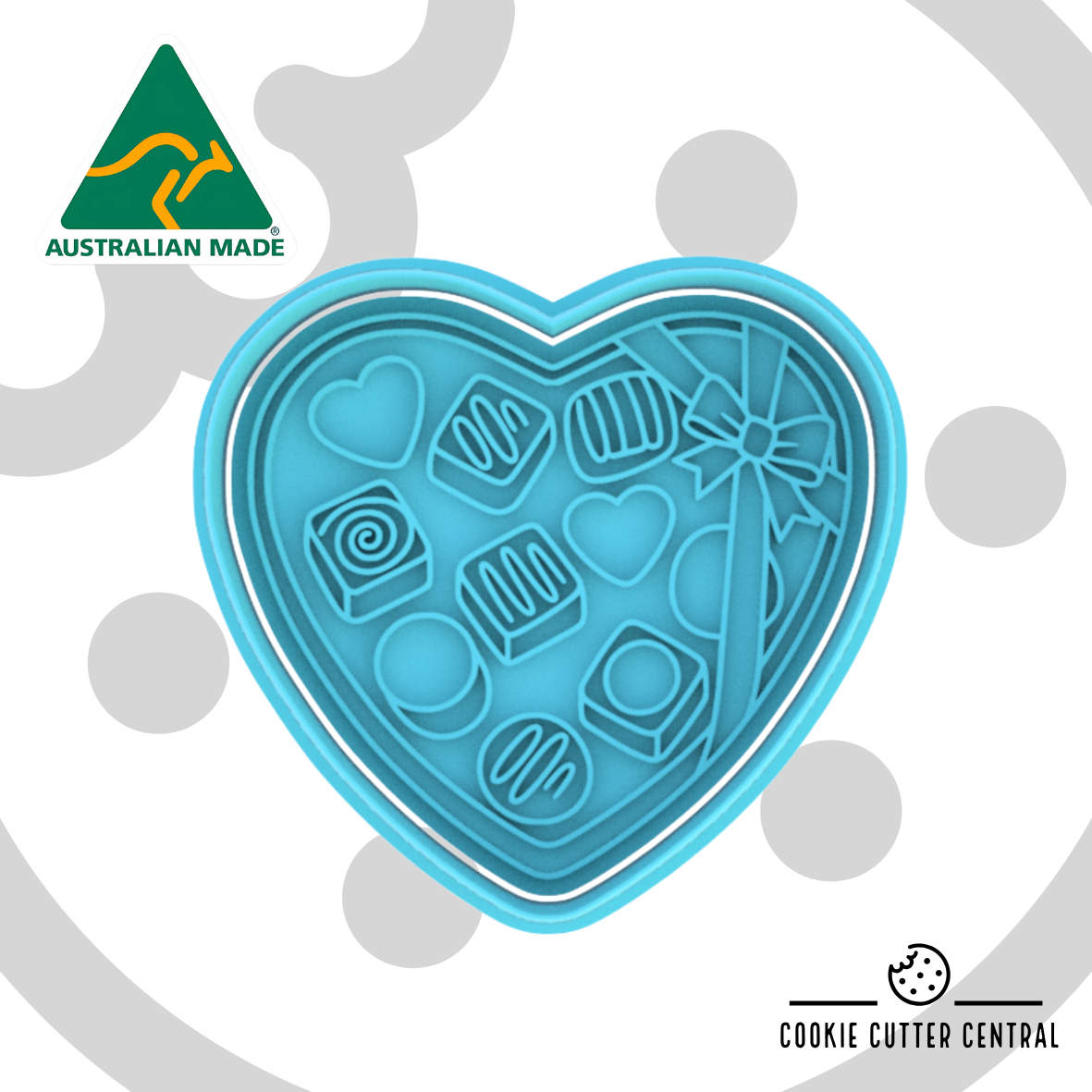 Heart Shape Box of Chocolates Cookie Cutter and Embosser - 7.5cm x 8cm