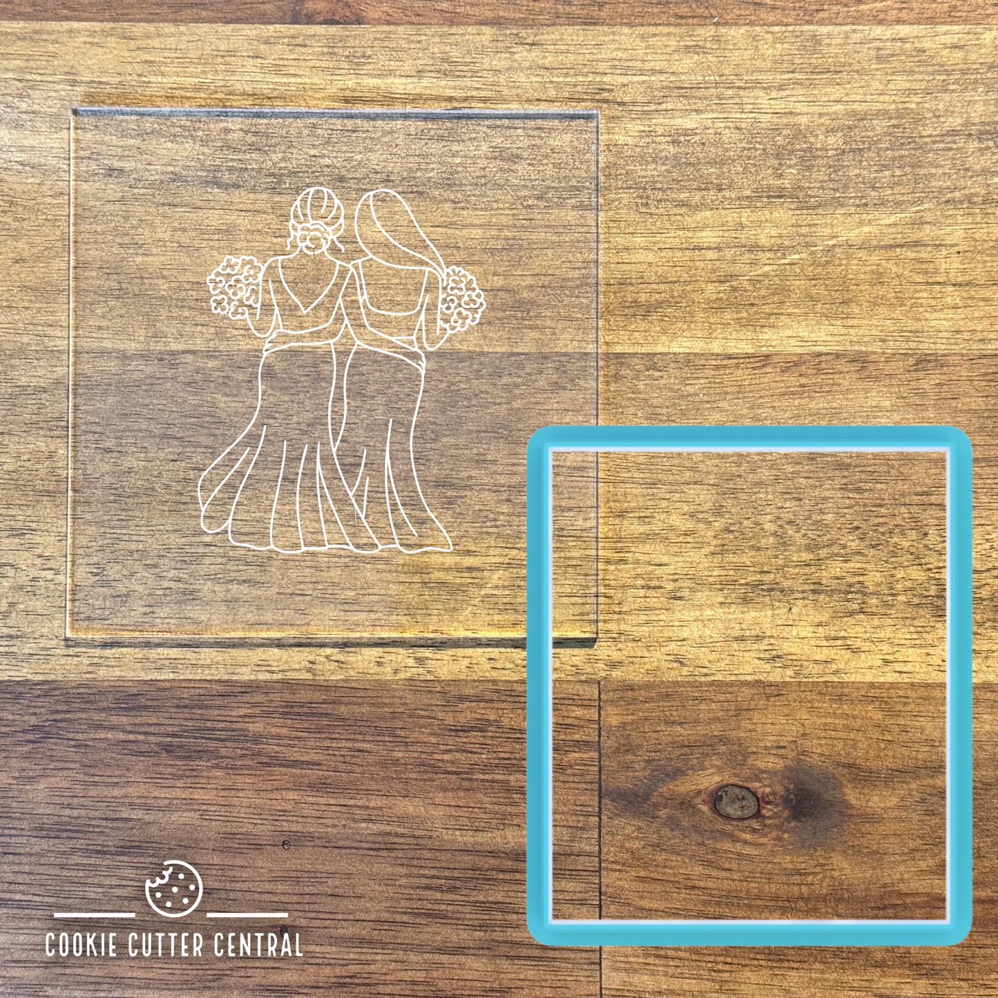 Bride and Bridesmaid Cookie Cutter and Acrylic Debosser Set