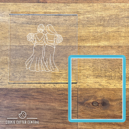 Bride and Bridesmaid Cookie Cutter and Acrylic Debosser Set