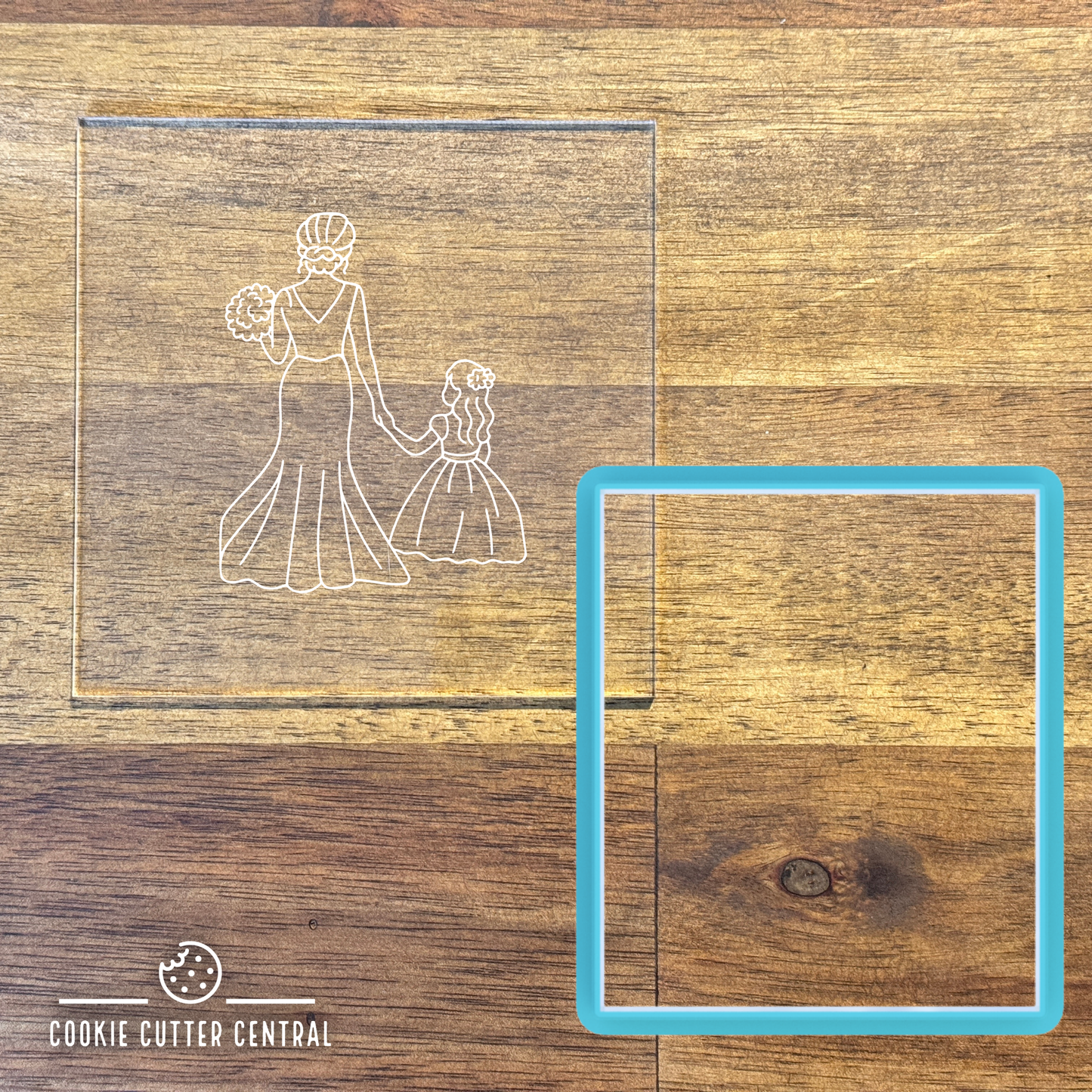 Bride and Flowergirl Cookie Cutter and Acrylic Debosser Set