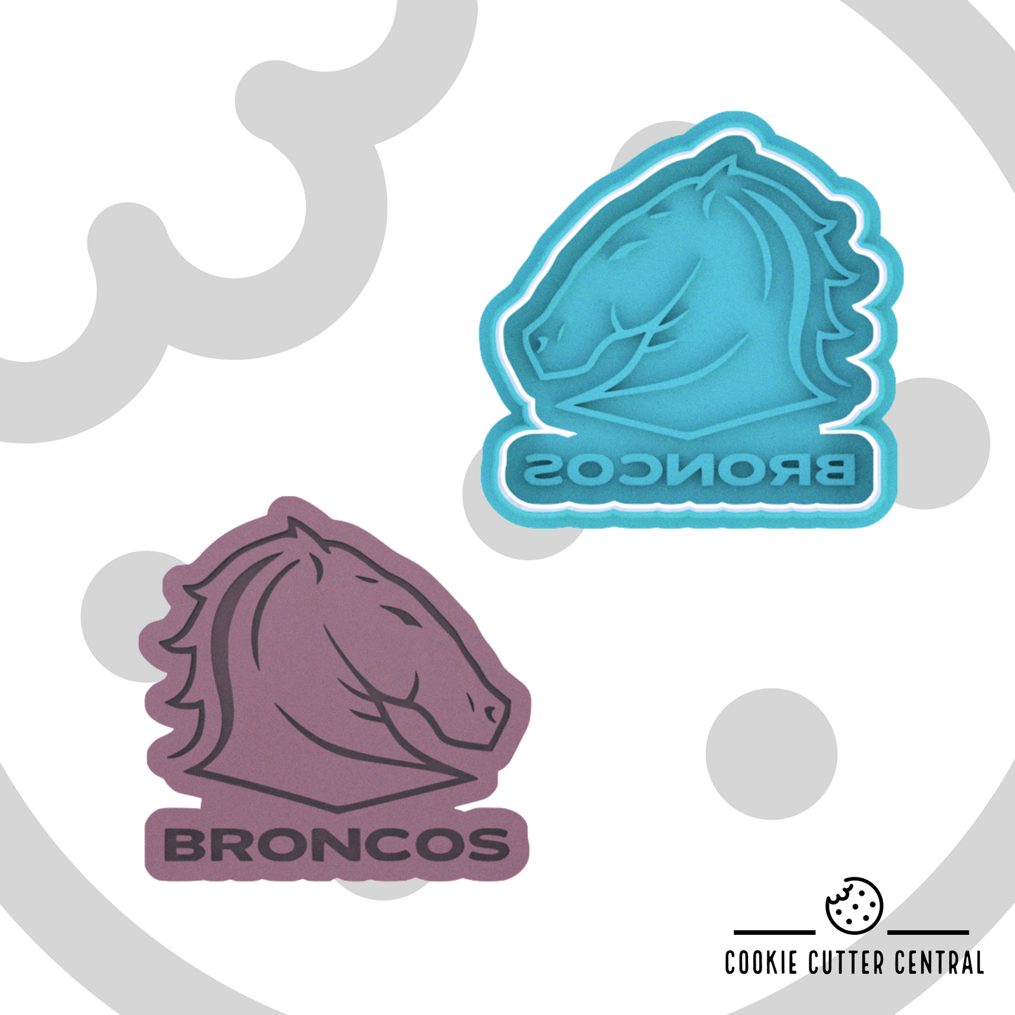 NRL Brisbane Broncos Logo Cookie Cutter and Embosser - 7.4cm x 7.5cm