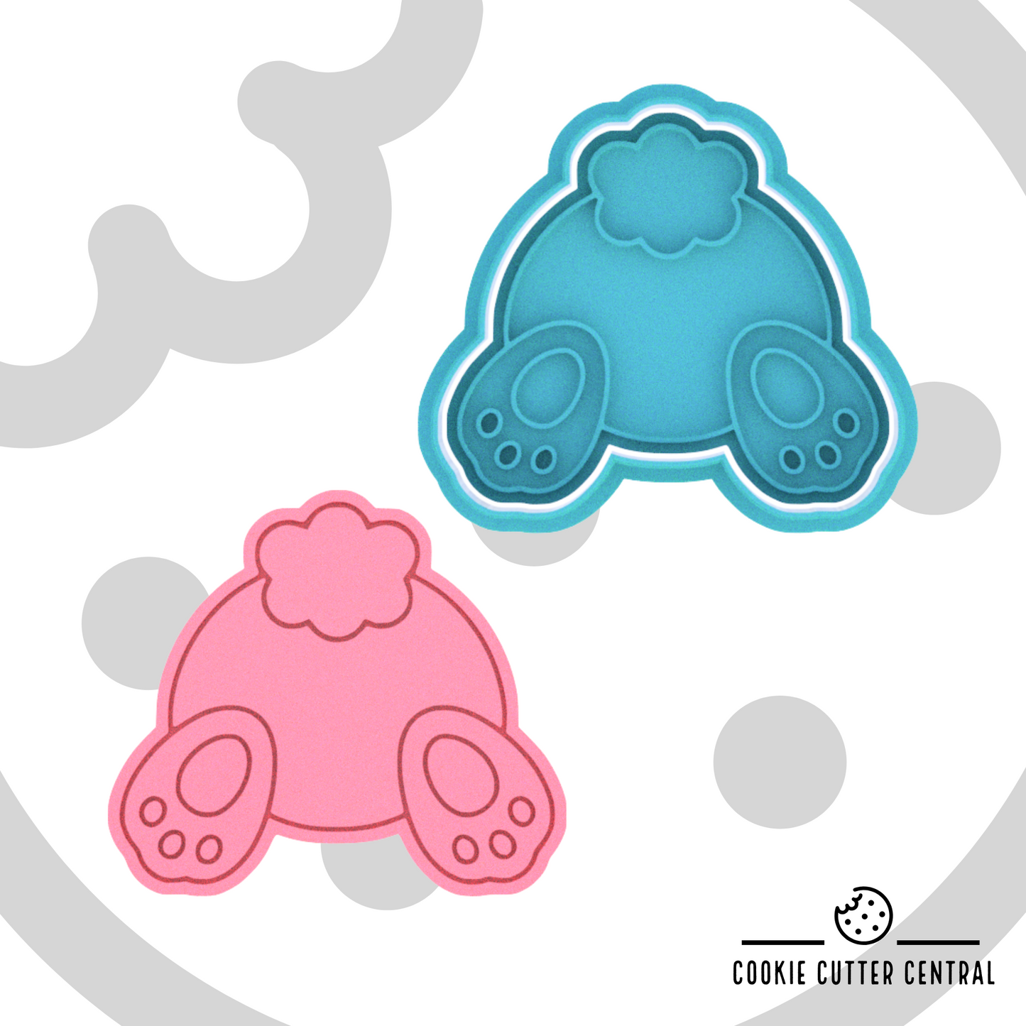 Bunny Bottom Cookie Cutter and Embosser - 6.6cm x 7.5cm