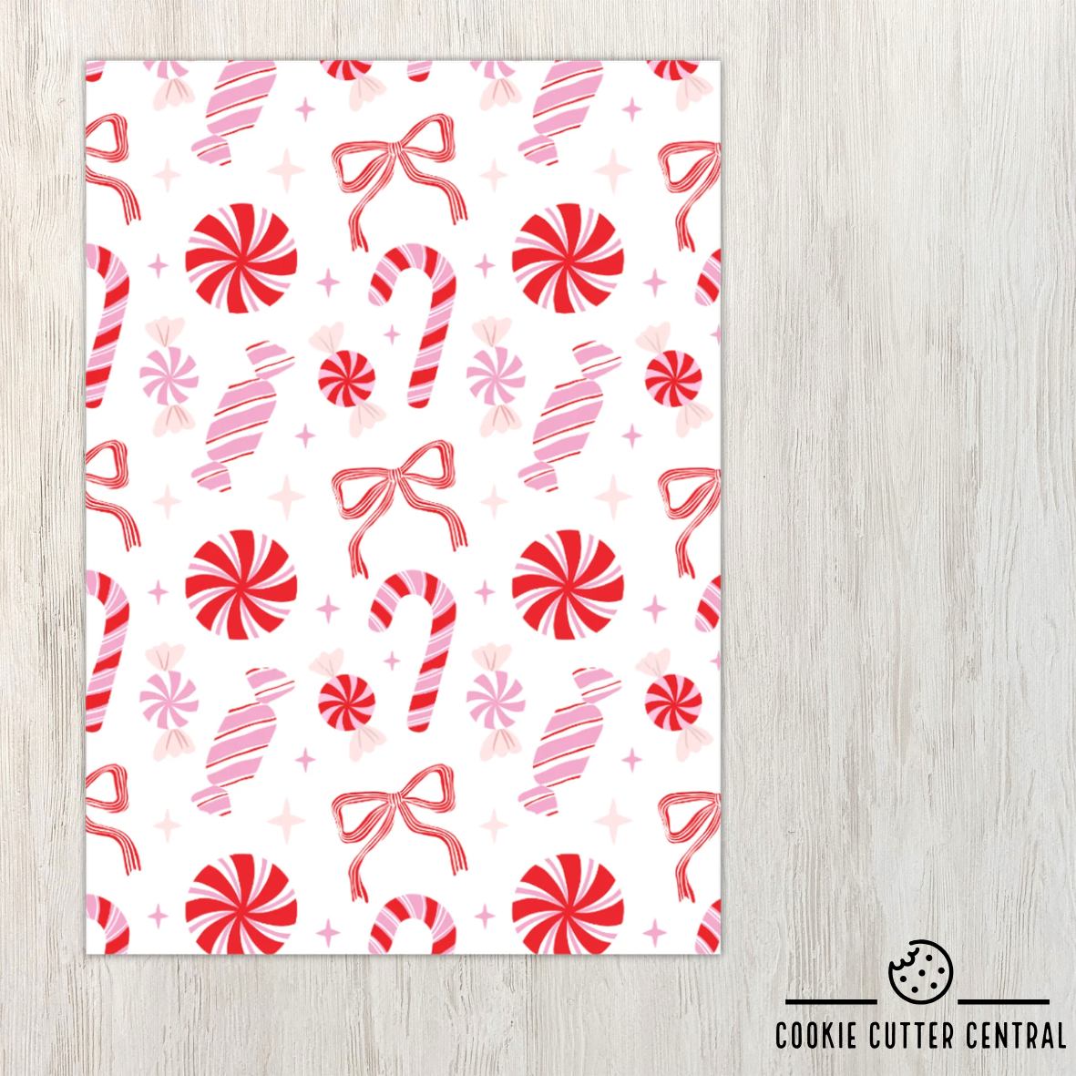 Pink & Red Christmas Candy Cookie Backing Cards – Pack of 10