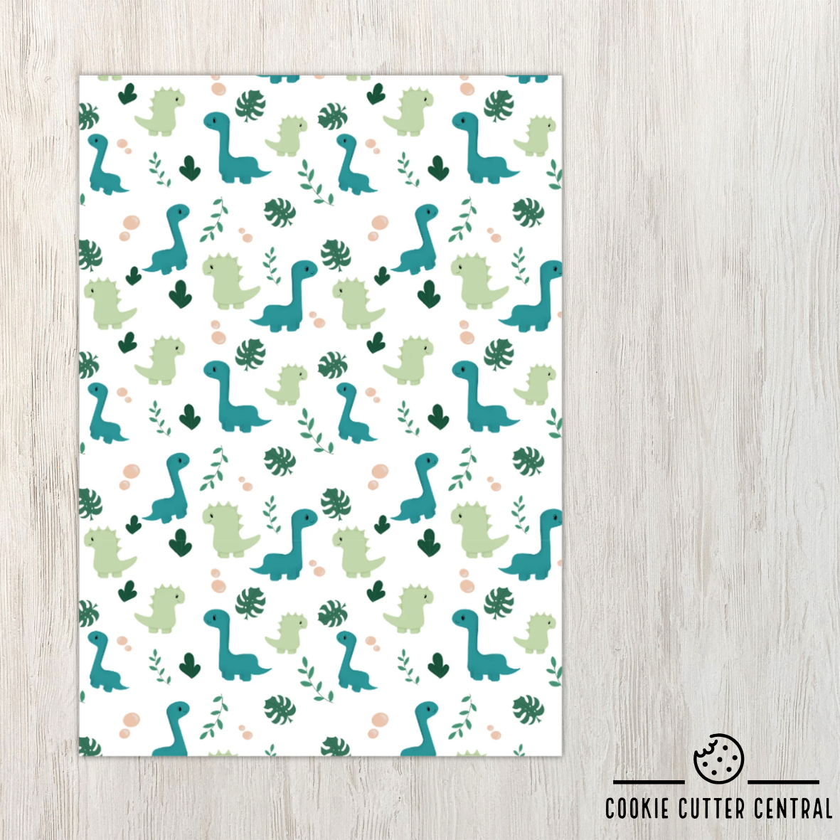Green Dinosaur Pattern Cookie Backing Cards - Pack of 10