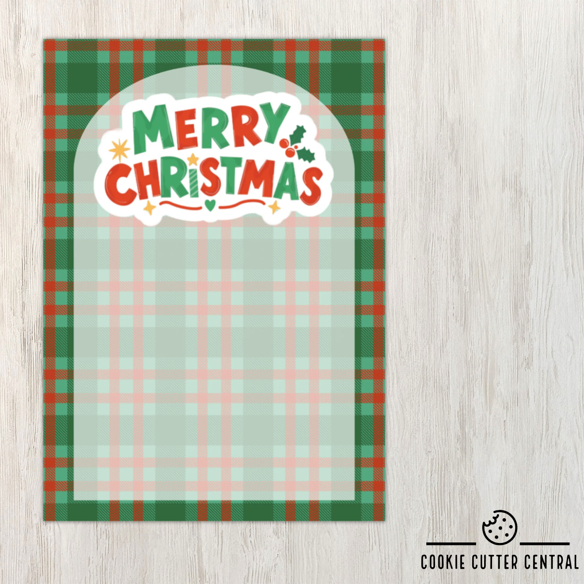 Merry Christmas Red and Green Plaid Cookie Backing Cards – Pack of 10