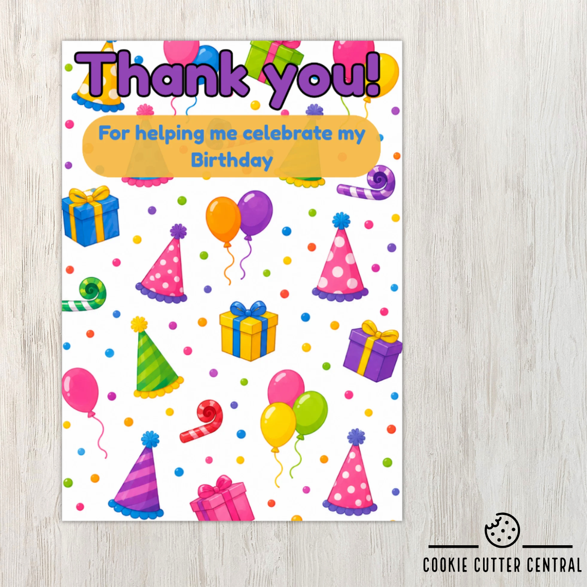 Birthday Celebration Thank You Cookie Backing Cards – Pack of 10