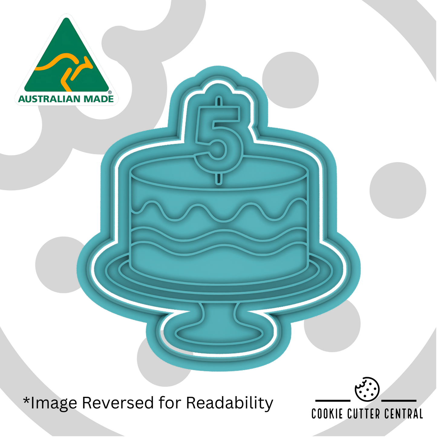 Cake with Number Five Candle Cookie Cutter and Embosser - 7.7cm x 7.1cm
