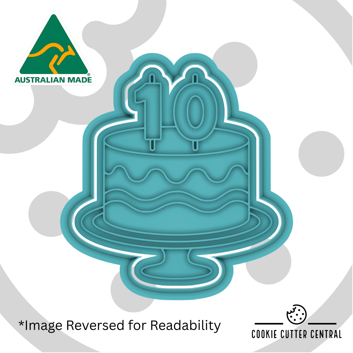 Cake with Number Ten Candle Cookie Cutter and Embosser - 7.6cm x 7.1cm