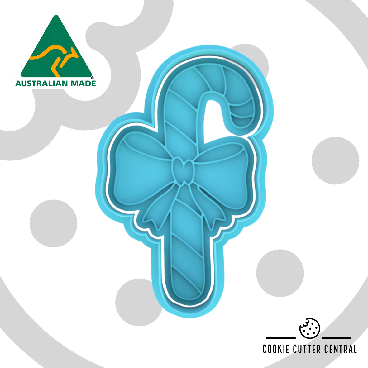 Candy Cane with Bow Cookie Cutter and Embosser - 9cm x 5.7cm