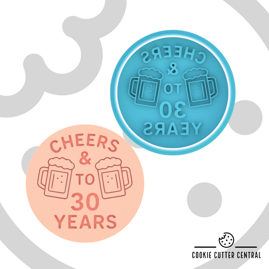 Cheers & Beers to 30 Years Cookie Cutter and Embosser - 7.5cm Round