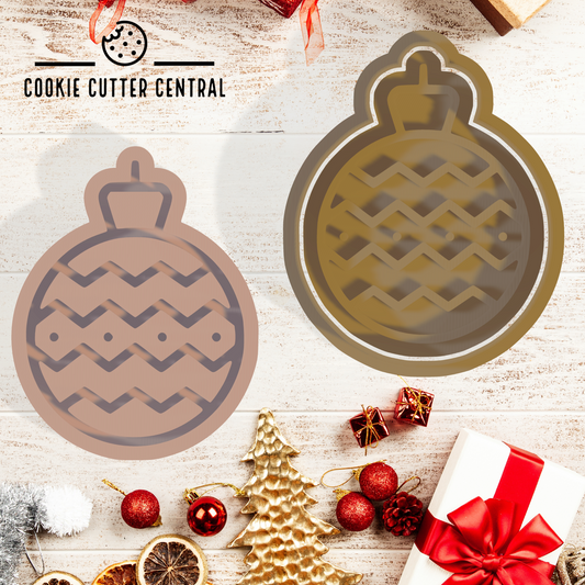Christmas Bauble Cookie Cutter and Embosser - 7.8cm x 6.1cm