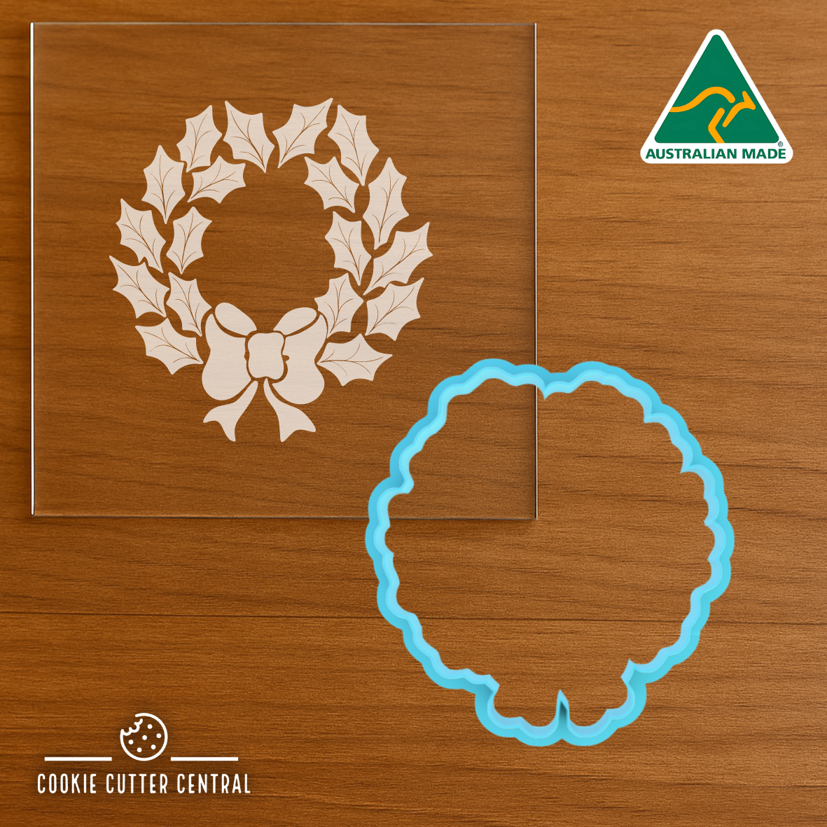 Christmas Wreath Cutter and Acrylic Debosser 7.4cm x 7cm