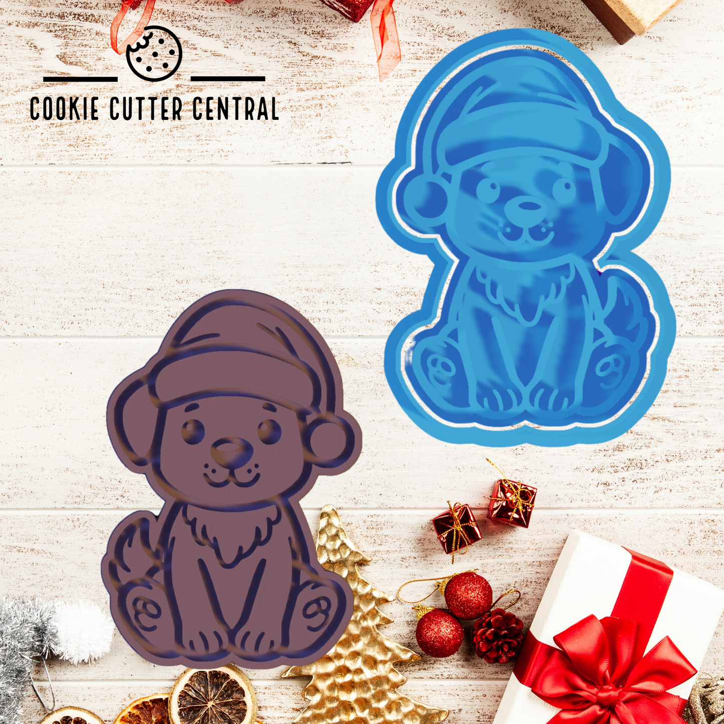 Christmas Dog Cookie Cutter and Embosser - 9.2cm x 6.3cm