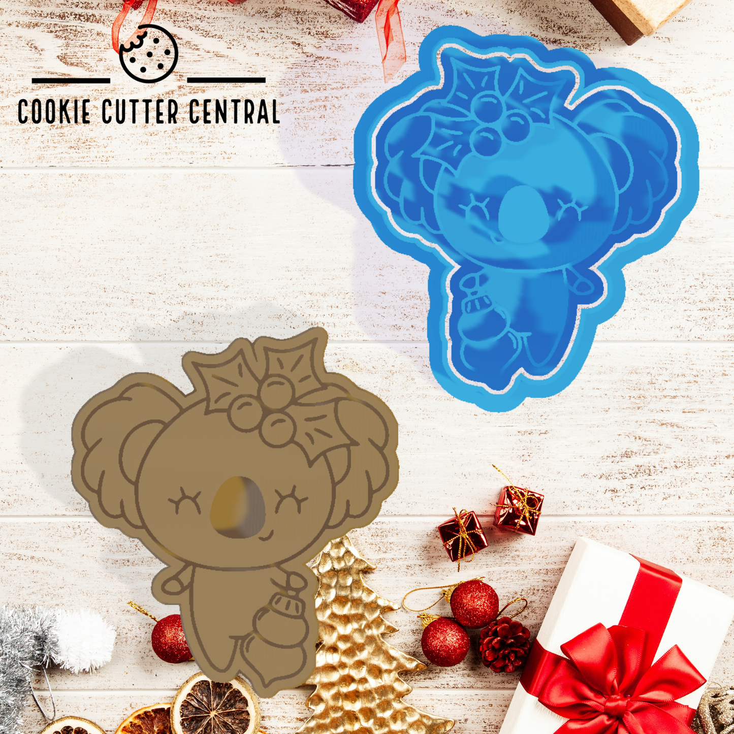 Christmas Koala Cookie Cutter and Embosser - 7.9cm x 6.8cm