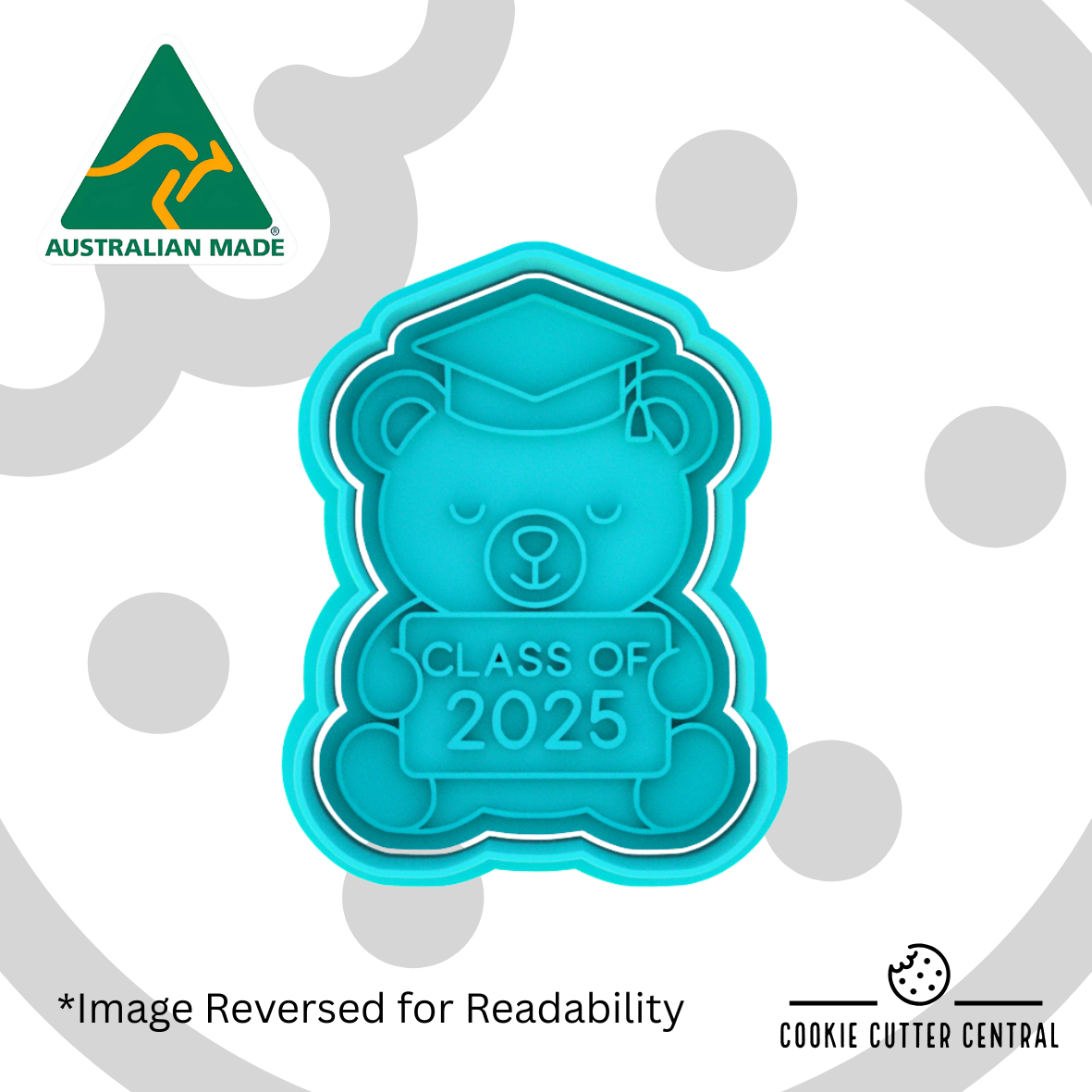 Class of 2025 Teddy Cookie Cutter and Embosser - 7.4cm x 5.6cm