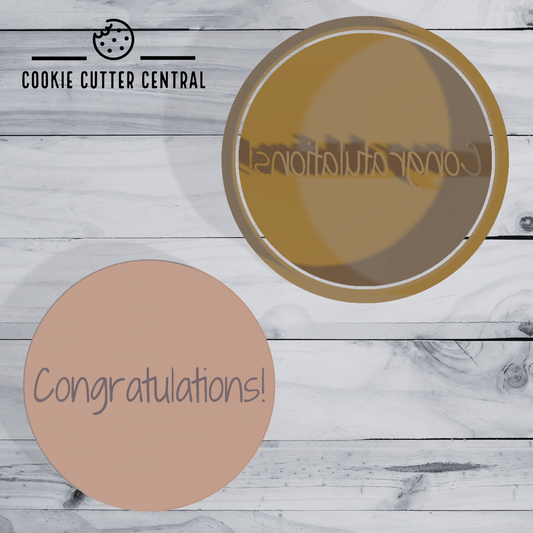Congratulations! Cookie Cutter and Embosser - 7.5cm Round